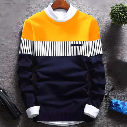 Men’s Stylish Mustard & Navy Pullover