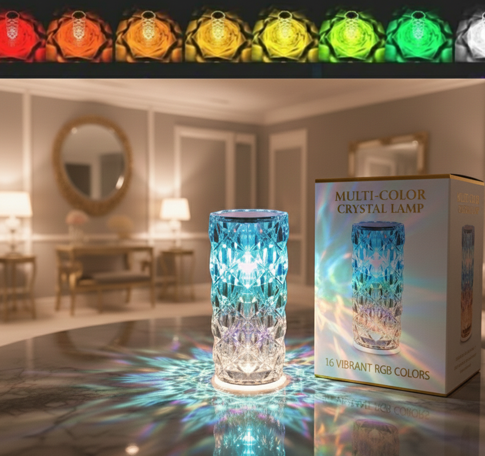 Crystal Table Lamp 16 Color Changing RGB Rose Diamond (Multi-Color)